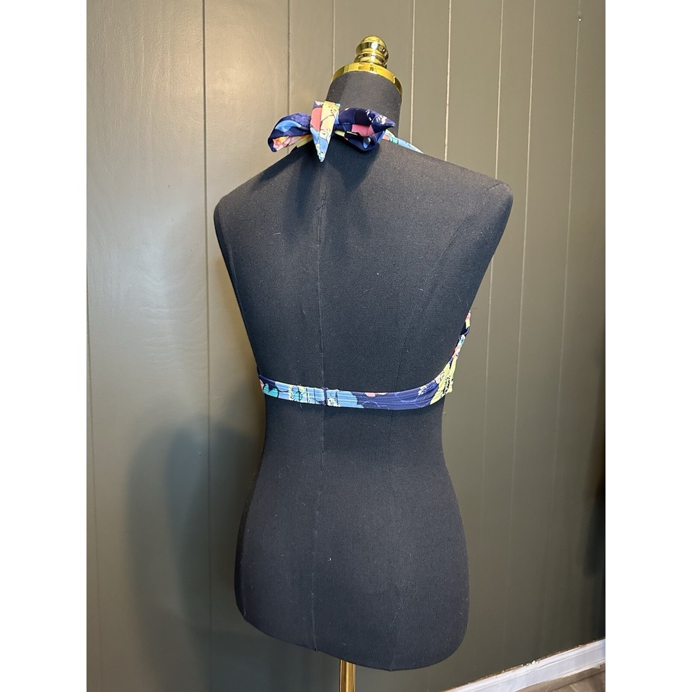 Aerie Blue‎ Floral Halter Swim Top 34B - Picture 3 of 5